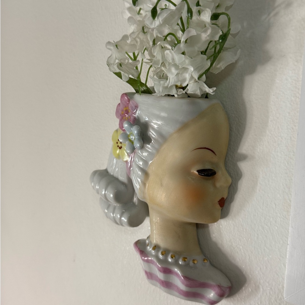 Vintage UCAGCO Lady Head Vase Wall Pocket Planter – Mid Century Japan